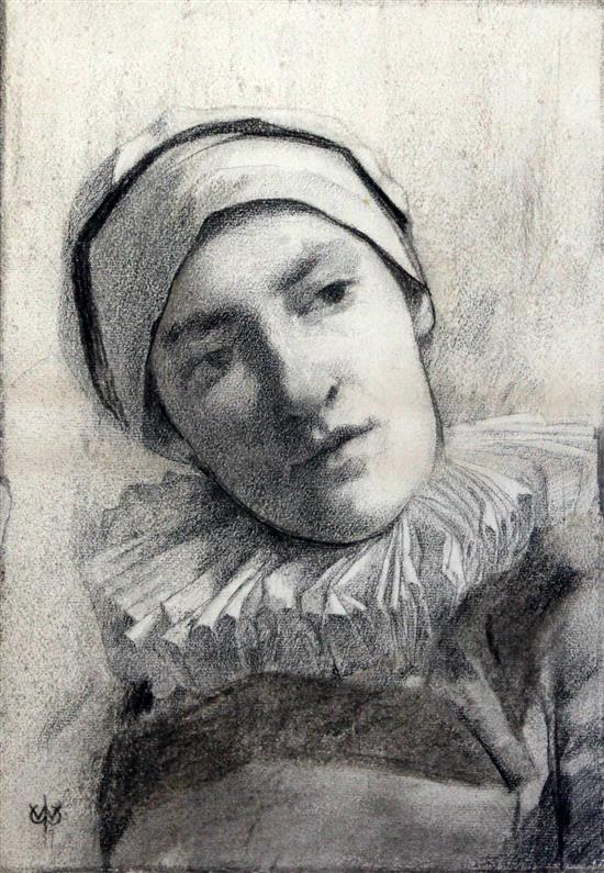 Attributed to William John Wainwright (1855–1931) Study of Pierrot 14.5 x 10.5in.